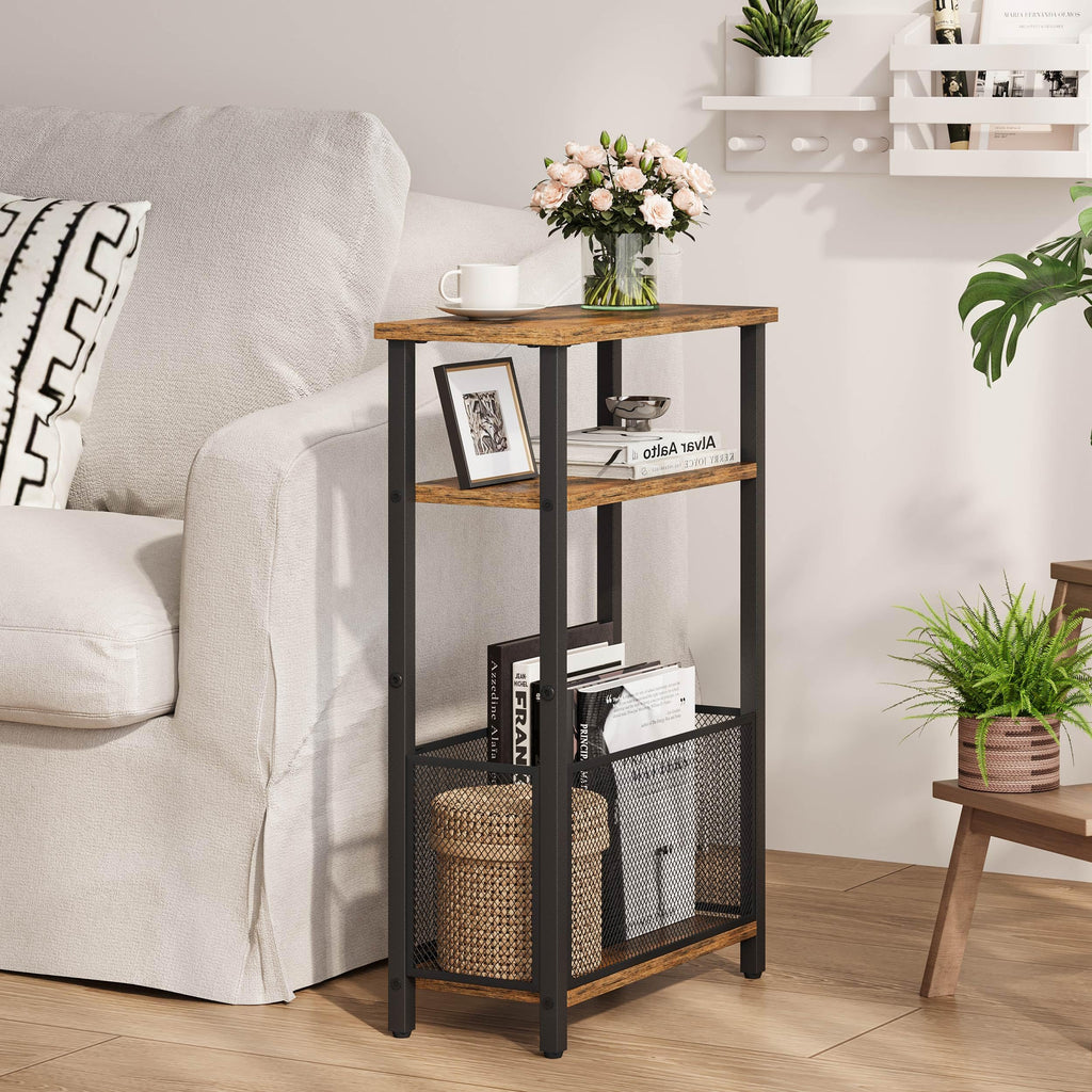 Narrow 3 Tier Side Table with Storage Basket G305