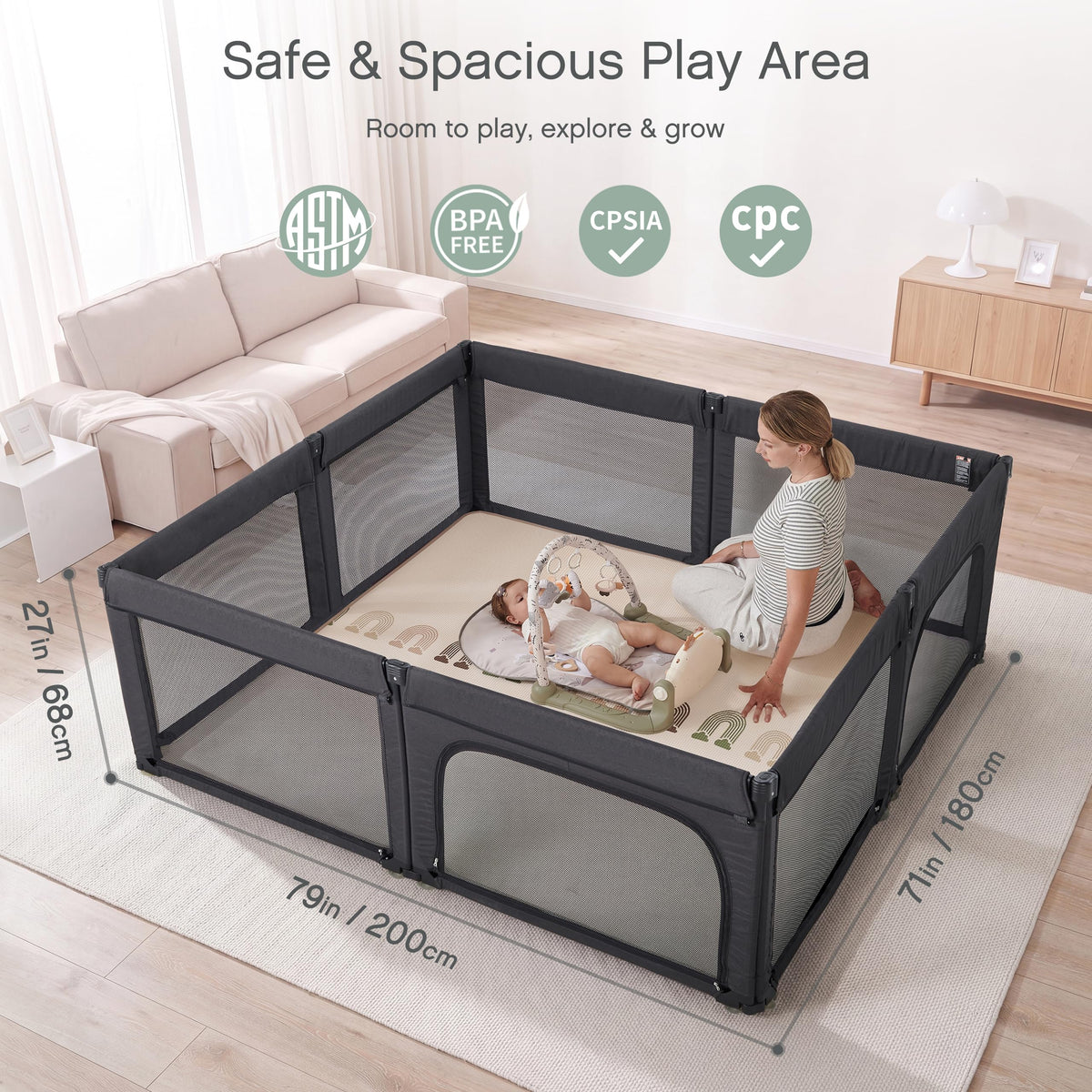 8-Panel Foldable Baby Playpen O415