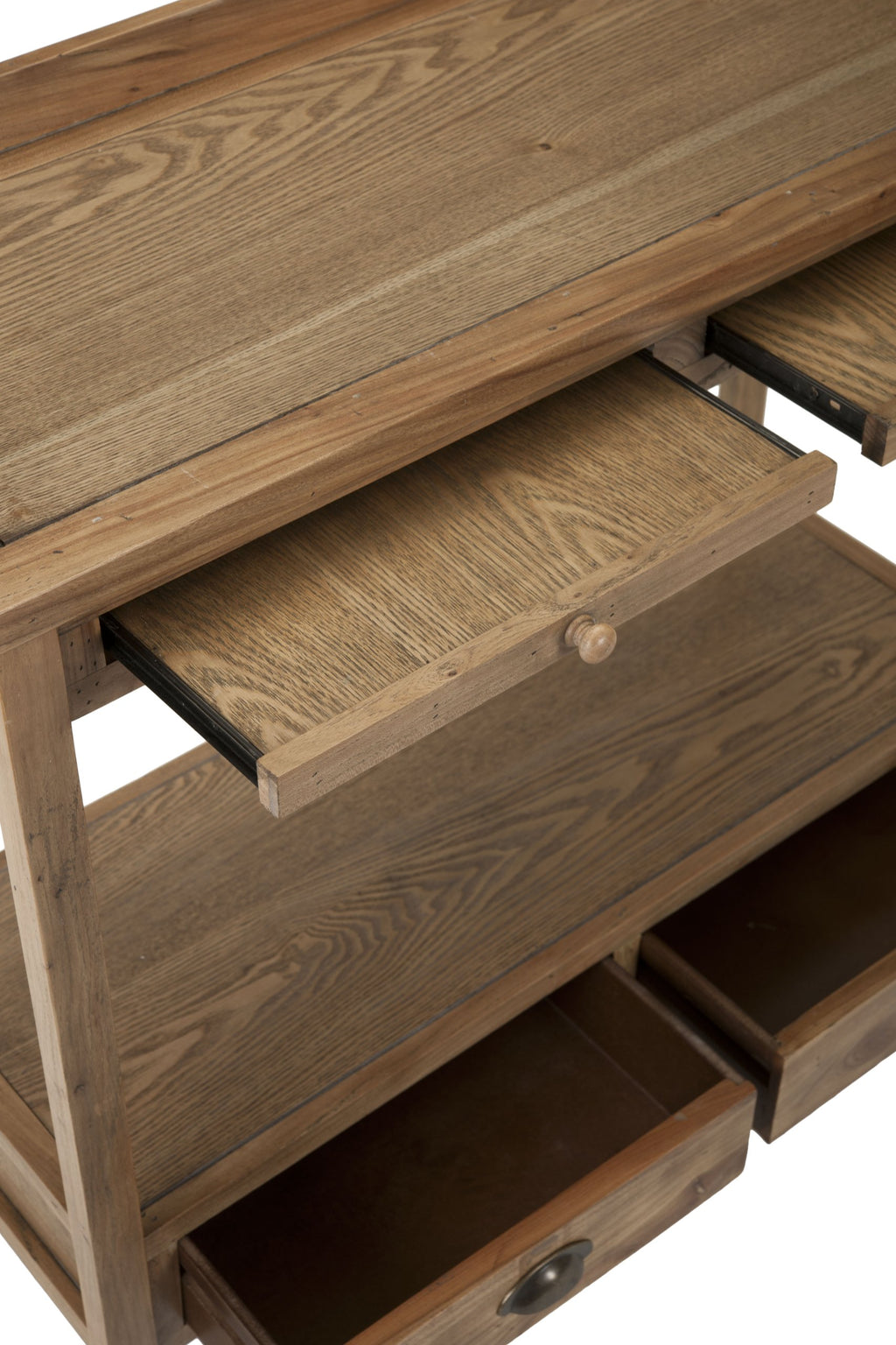 Weathered Oak Console Table with Drawers & Shelf B437973