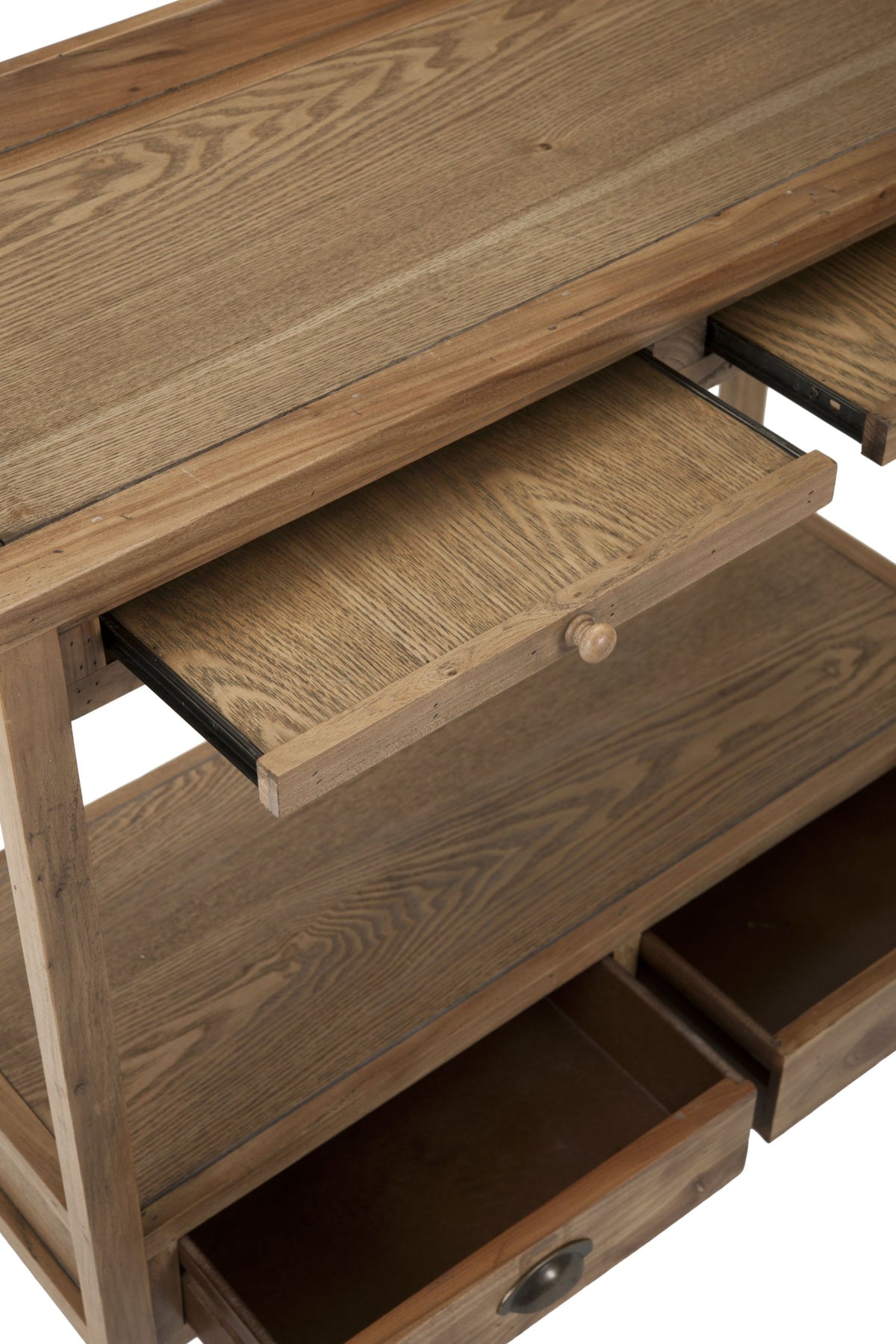 Weathered Oak Console Table with Drawers & Shelf B437973