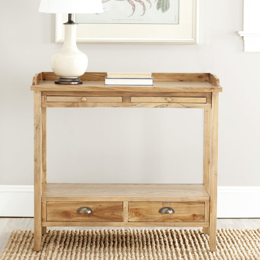 Weathered Oak Console Table with Drawers & Shelf B437973