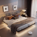 King Size Metal Platform Bed Frame with Charging Station and LED Lights V919