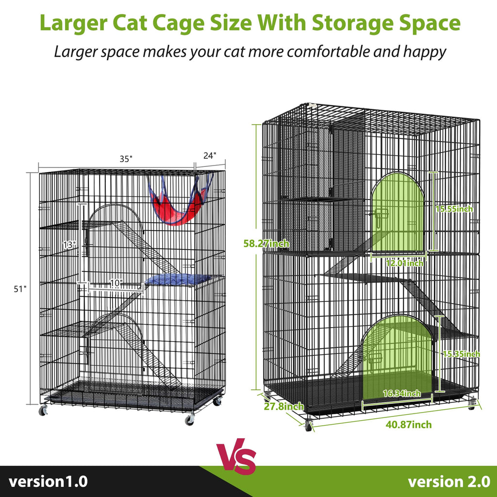 Extra Large Cat Cage Indoor Enclosure with Storage Cube R8206