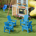 Kids Adirondack Chair Set of 4 Plastic Outdoor Pacific Blue A469