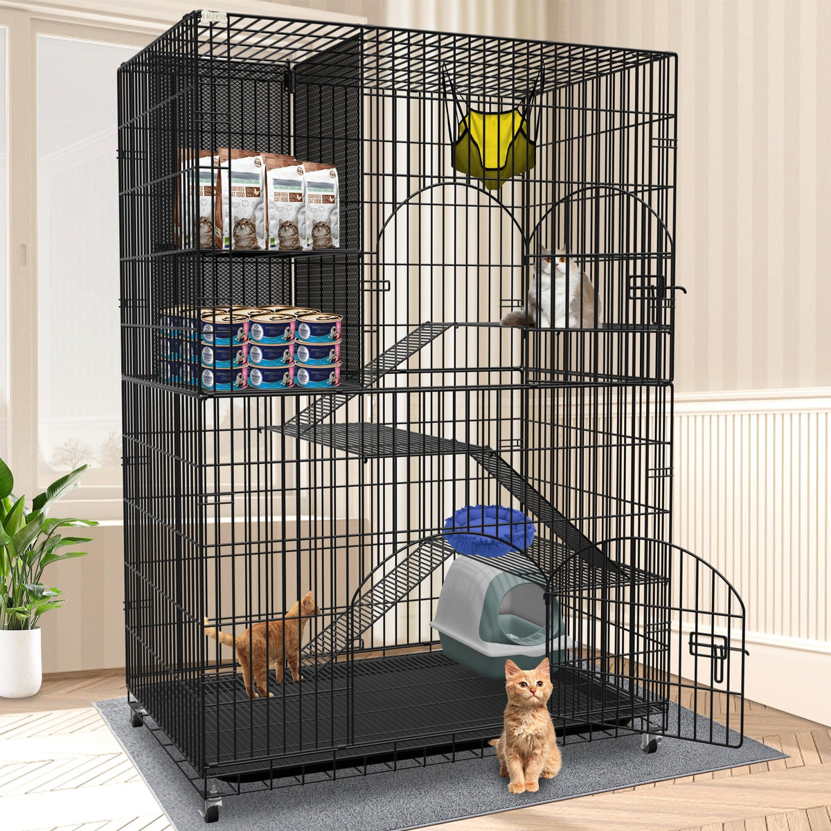 Extra Large Cat Cage Indoor Enclosure with Storage Cube R8206