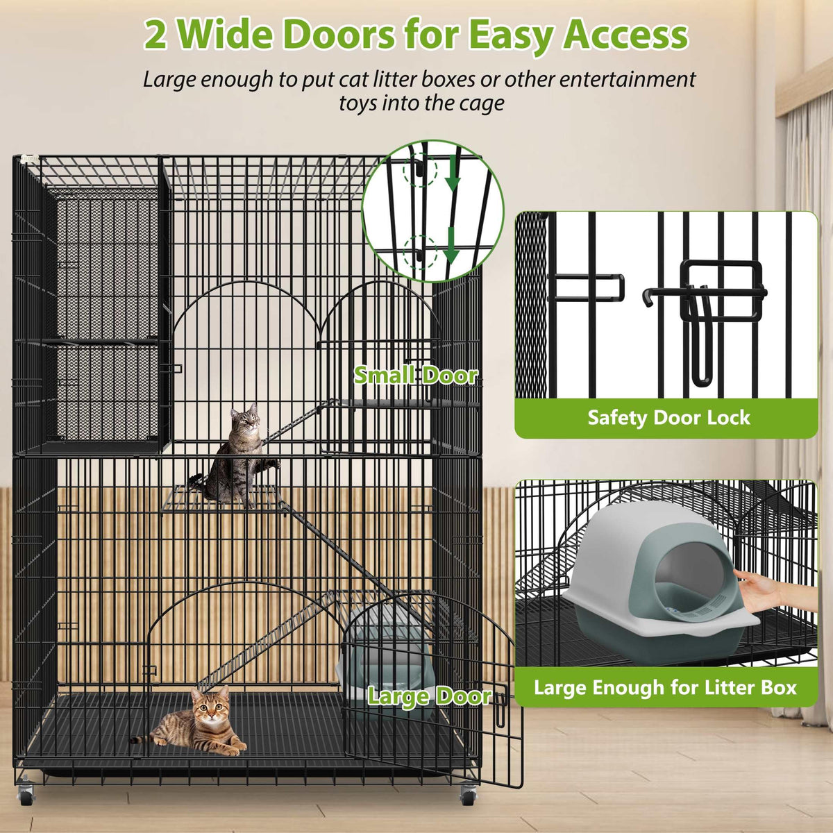 Extra Large Cat Cage Indoor Enclosure with Storage Cube R8206