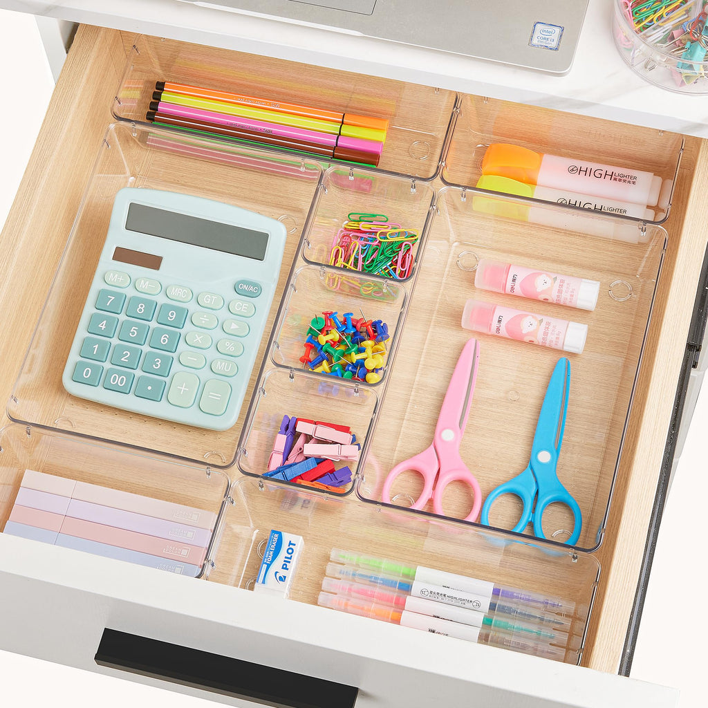 25 PCS Clear Plastic Drawer Organizers Set L71589