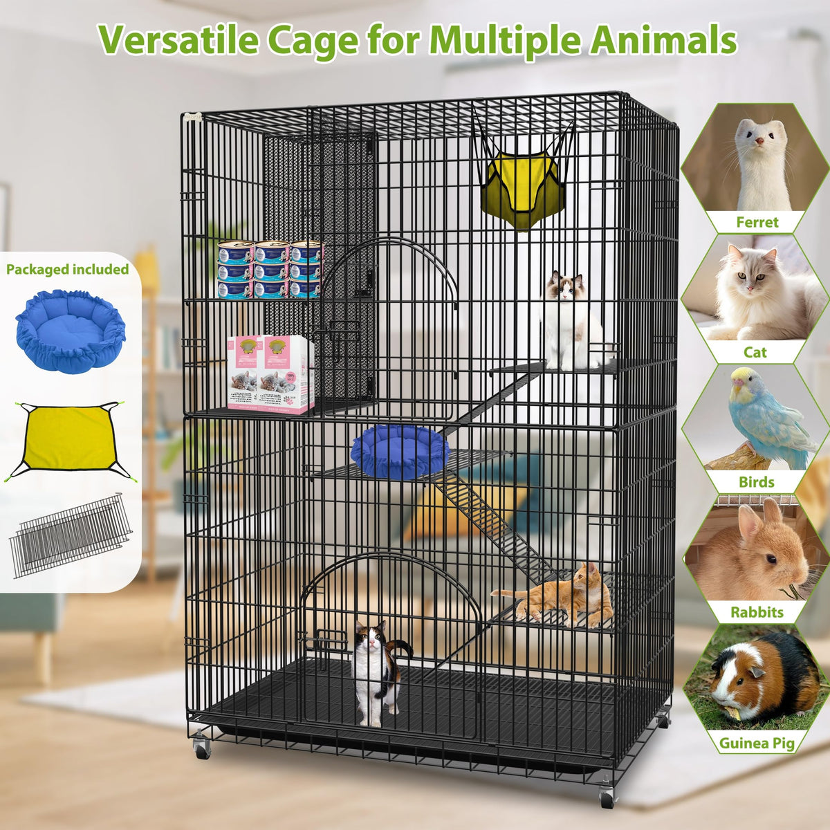 Extra Large Cat Cage Indoor Enclosure with Storage Cube R8206