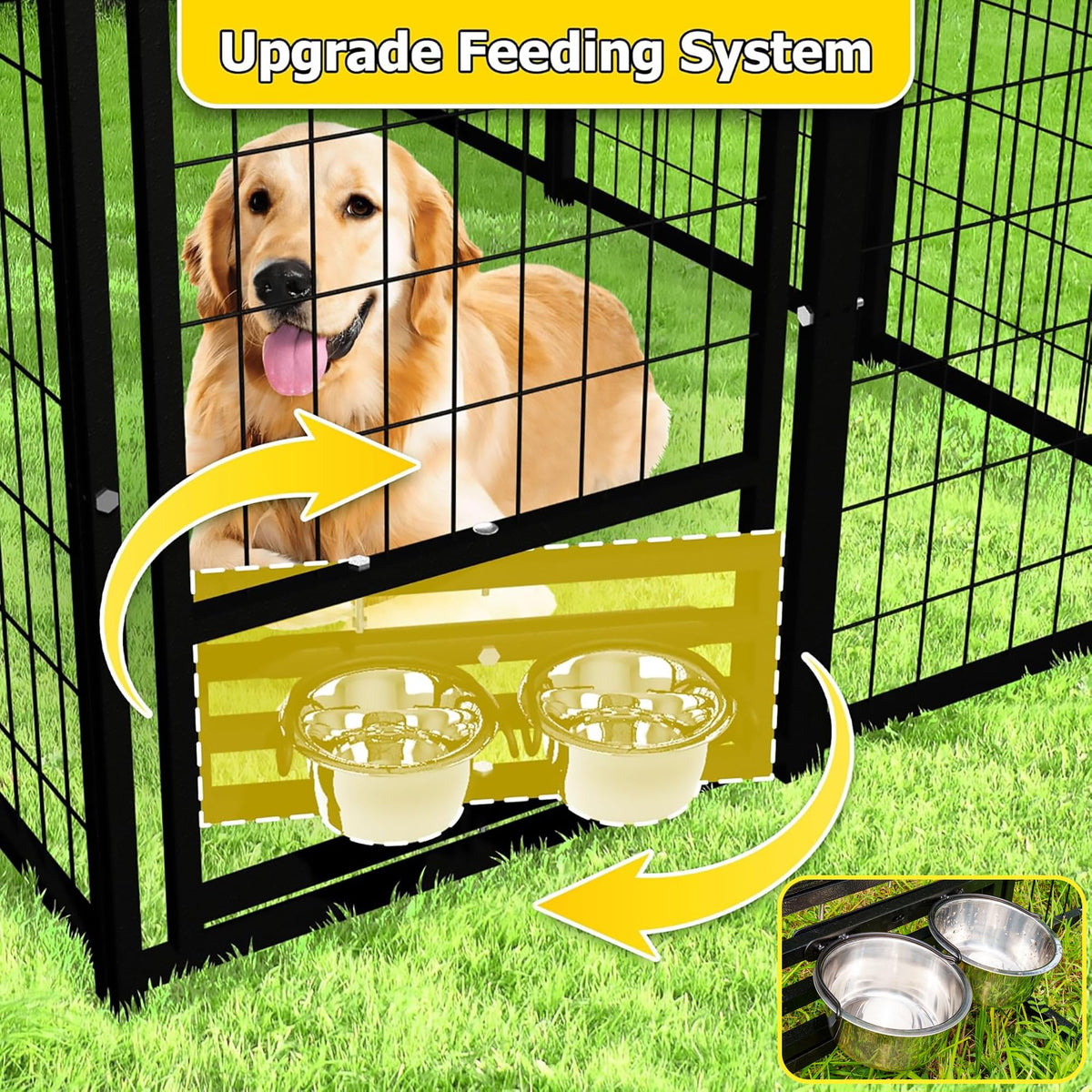 Heavy Duty Outdoor Dog Kennel with Roof Cover R65932